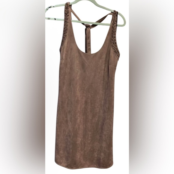 Miss Me Dresses & Skirts - Miss Me Vegan Suede Brown Dress Sz Small